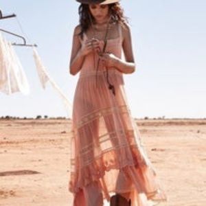 Spell designs prairie lace sun dress peach XS